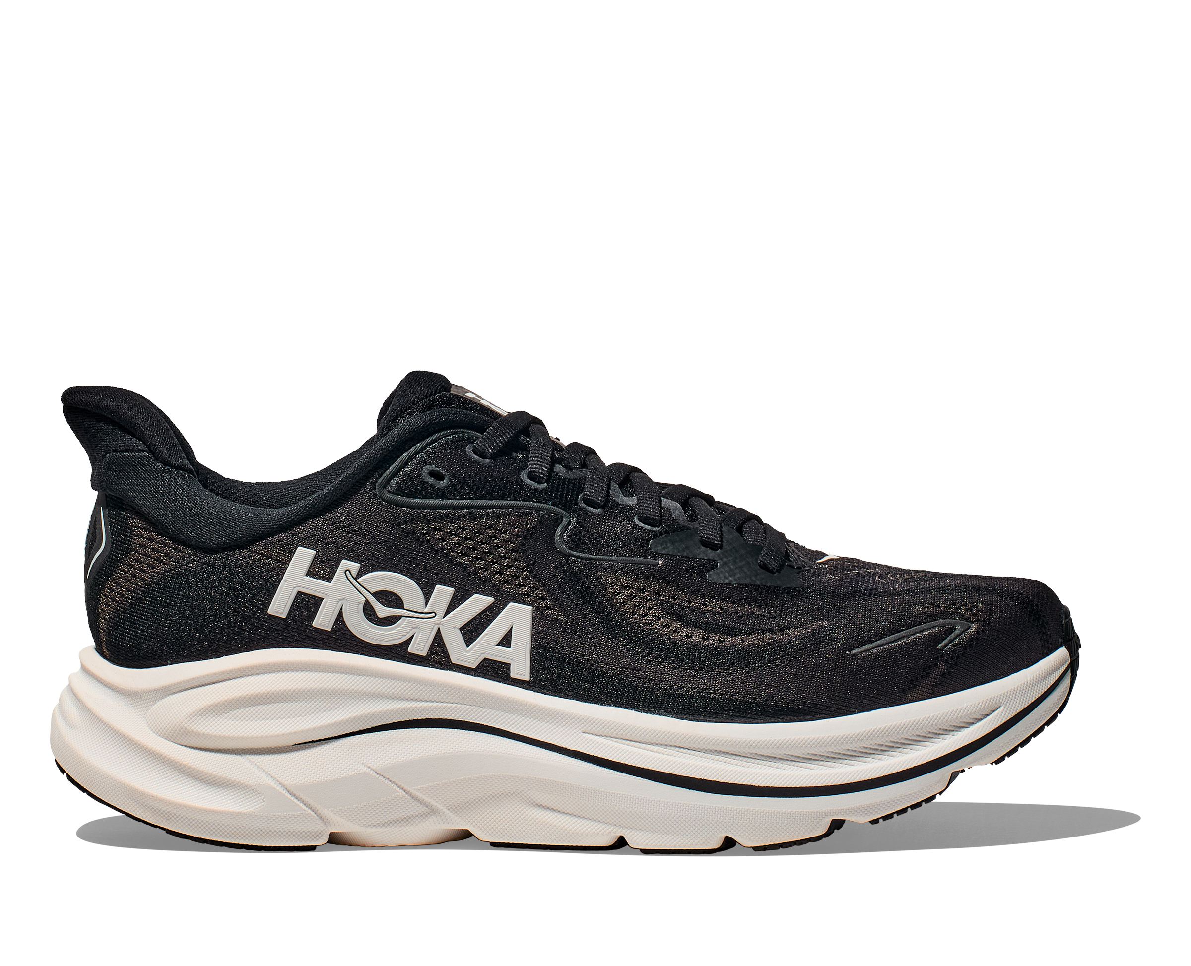 HOKA Men's CLIFTON 10 (2E Wide) Black/White